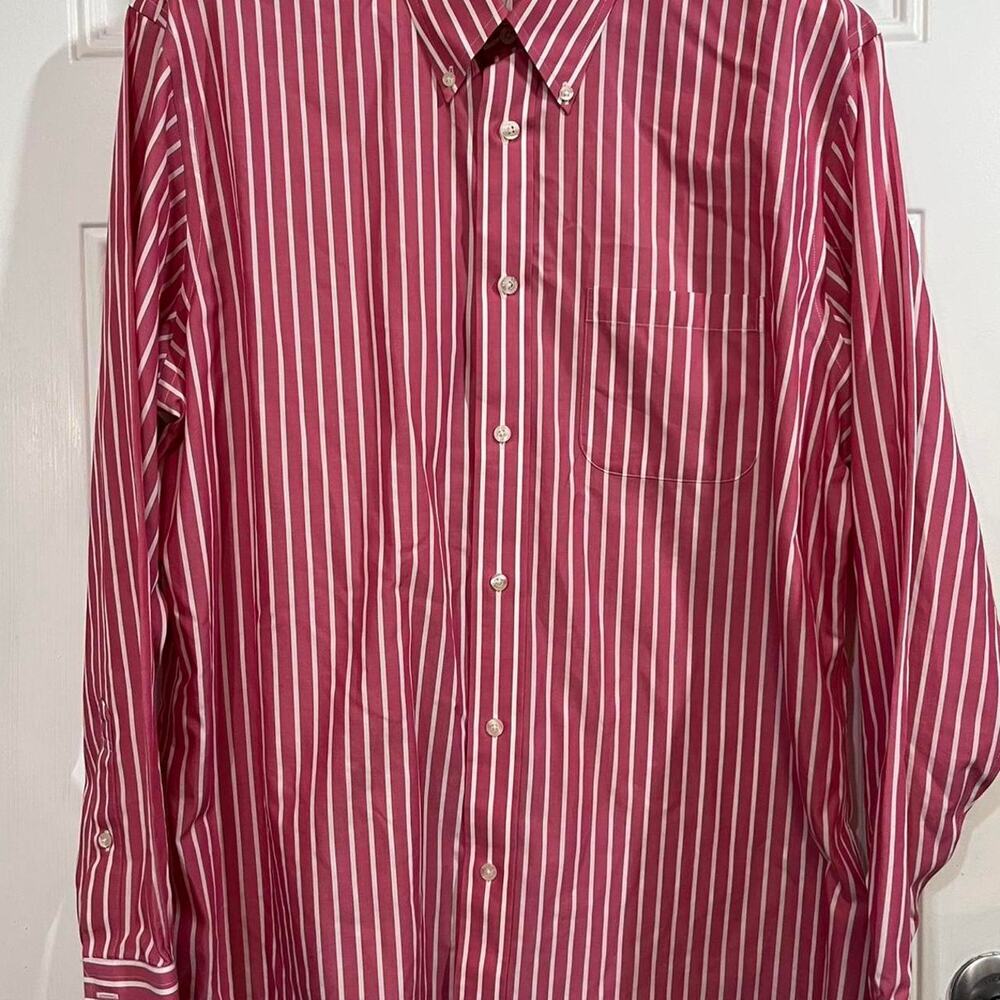 Brooks Brothers Regent XL Pink White Stripe Long Sleeve Button Down Pima Cotton